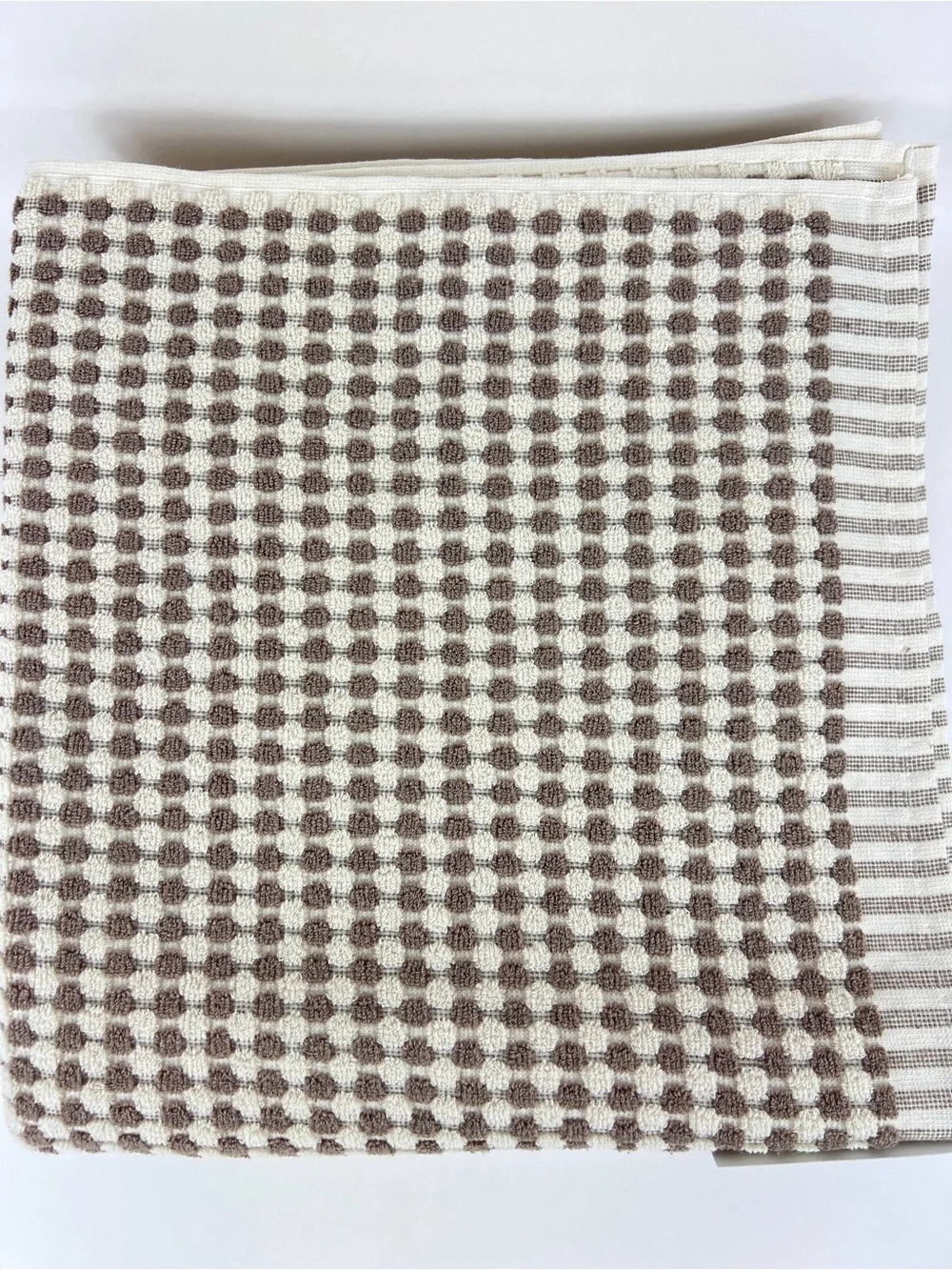 Rachel Zoe Bath Towel Set Brown & Cream Waffle Weave Soft Cotton 2 Pc Set NEW